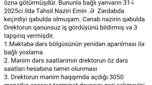 Zərdabda direktor Elməddin Mürşüdov nazir göstərişinə əməl etmir