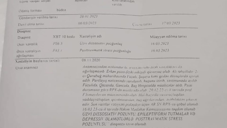 Ağır diaqnozlu Vüqar Fərzəliyevin təyinatı: Xaçmaz susur